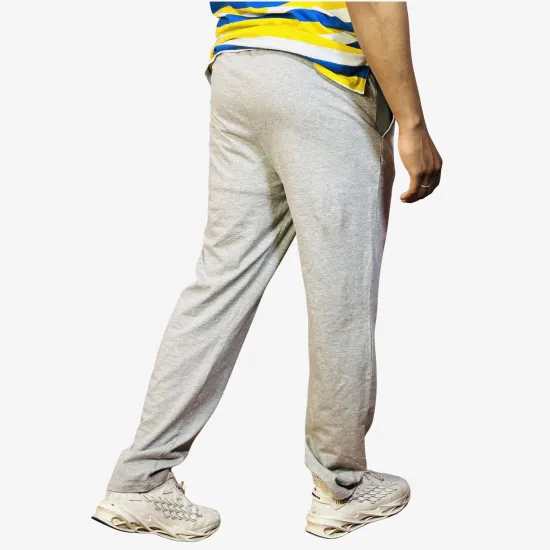 Men's Light Grey Cotton Track Pants | Regular Fit Joggers